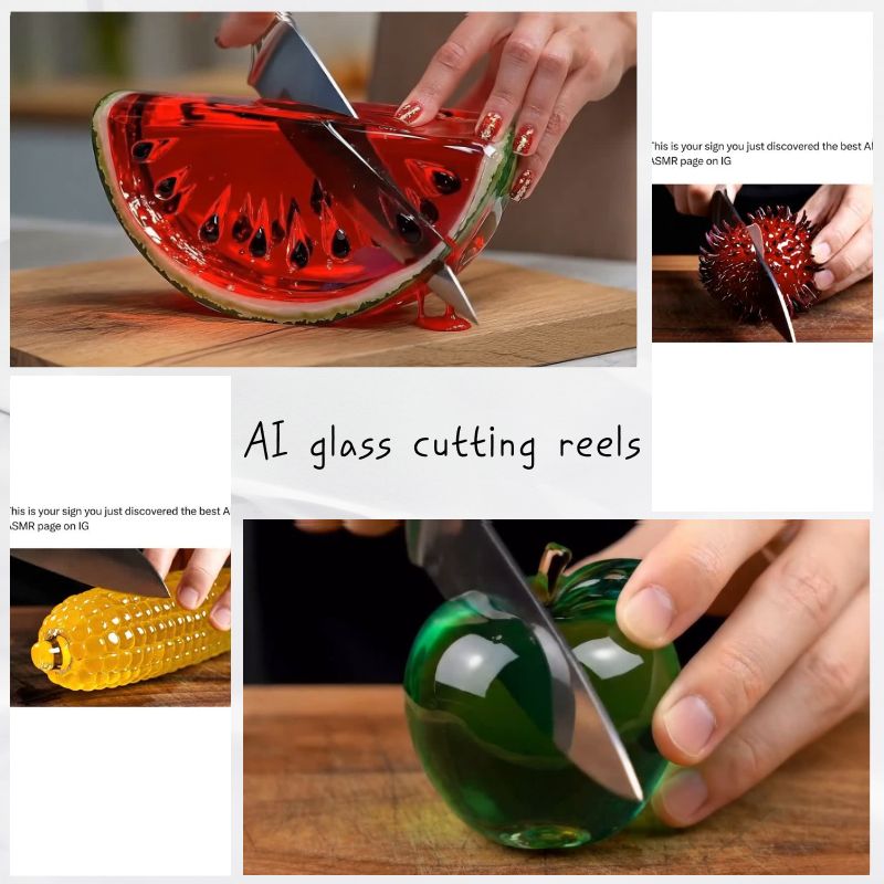 500+ AI Glass Cutting ASMR Reels